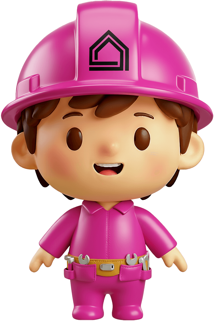 Pink colored AI agent character