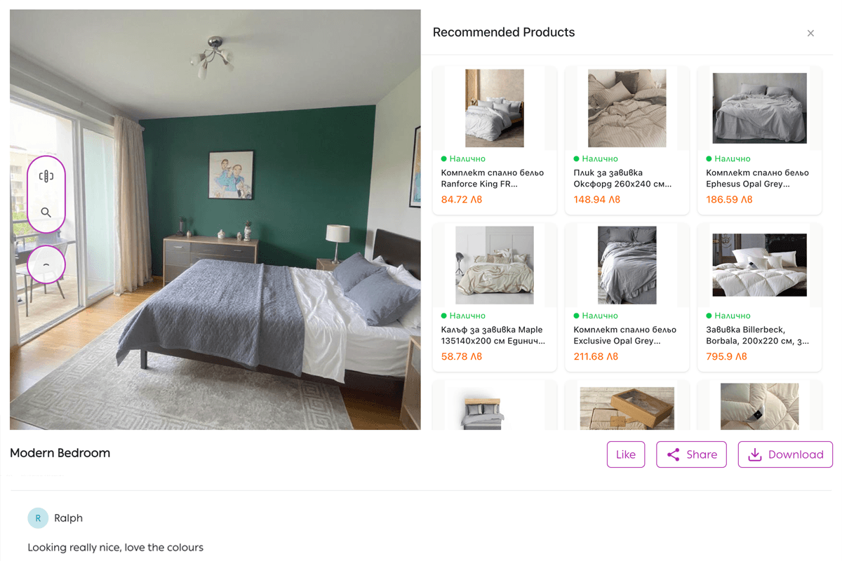 Room Layout with Saved Products